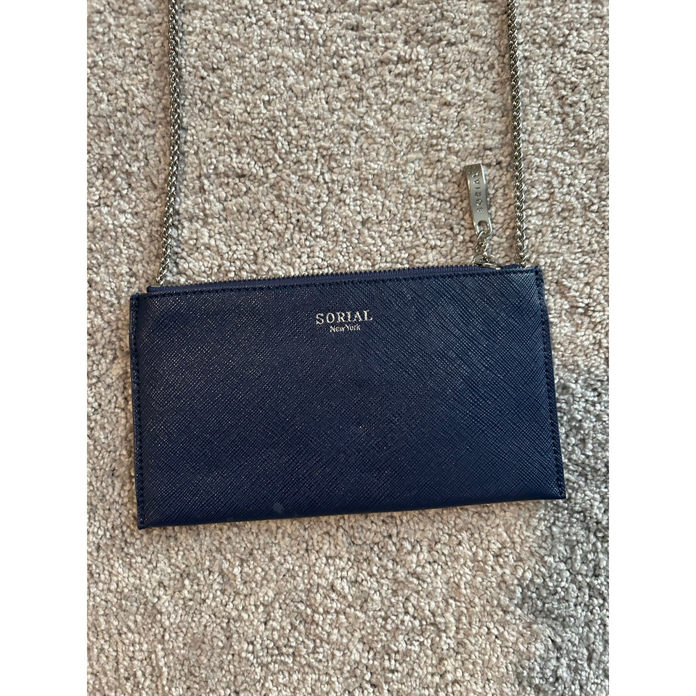Royal Blue Sorial Crossbody Bag, Silver Chain with Card Holder